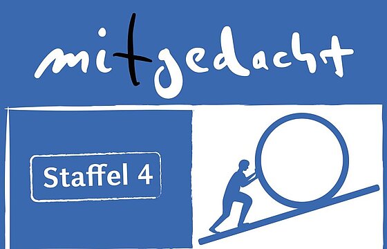 Grafisches Logo in blau weiß